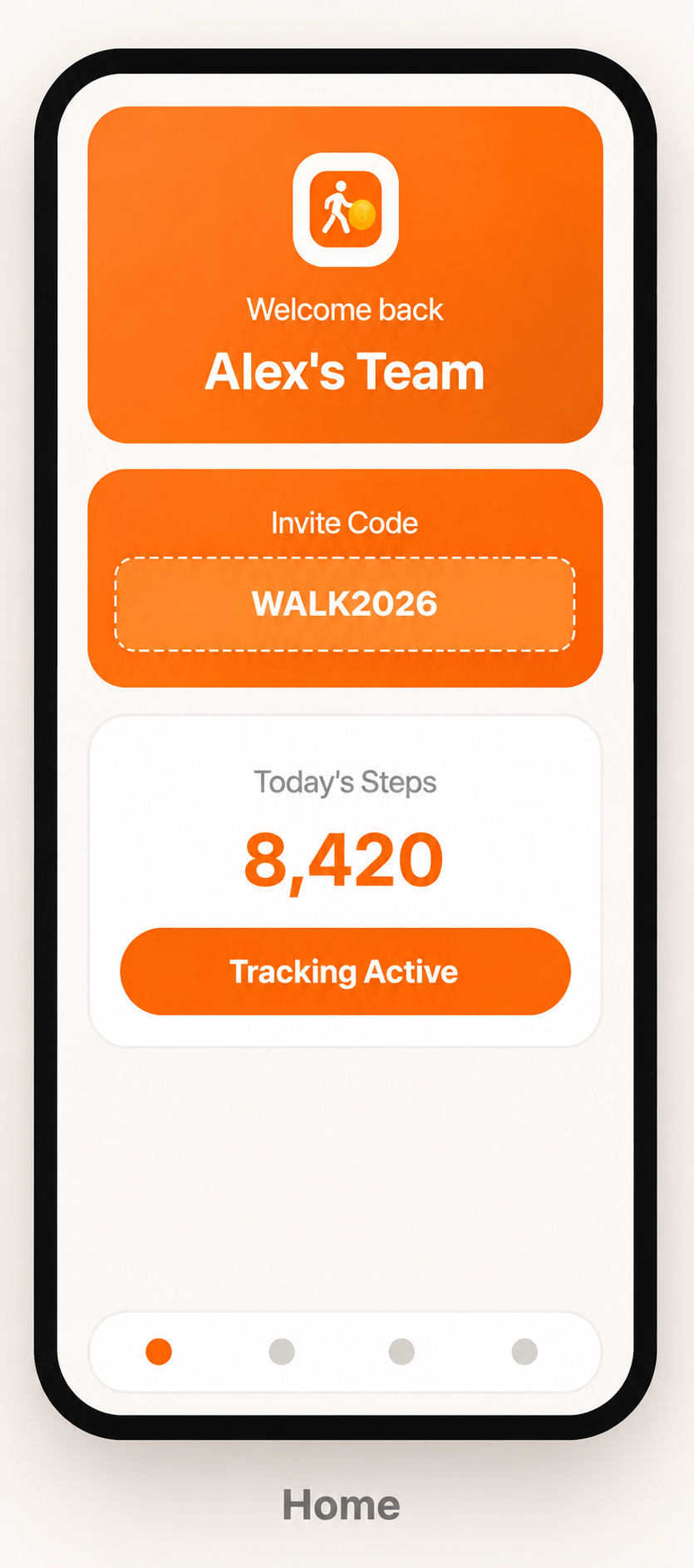 WalkEarn home screen